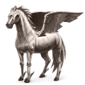 pegasus-reitpferd element metall