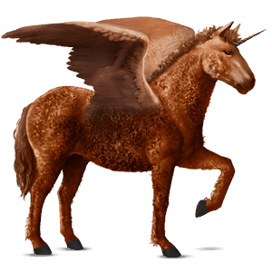 geflügeltes einhorn-reitpferd curly horse fuchs