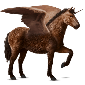 geflügeltes einhorn-reitpferd curly horse dunkelfuchs