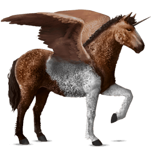 geflügeltes einhorn-reitpferd curly horse fuchs