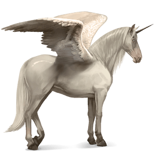 geflügeltes einhorn-reitpferd lusitano cremello