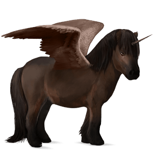 geflügeltes einhorn-pony brauner