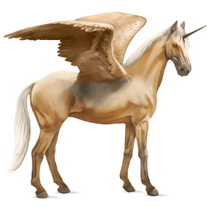 geflügeltes einhorn-reitpferd palomino