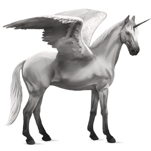 geflügeltes einhorn-reitpferd camargue-pferd hellgrau